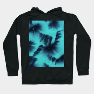 Turquoise blue and dark blue abstract ink art design Hoodie